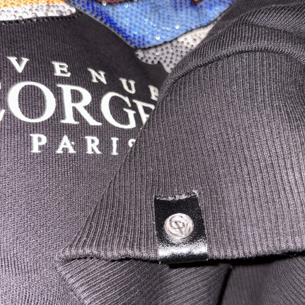 •SOLD• George V SUPER PANDA  Black Rhinestone Hoodie Size XL - Picture 6 of 12